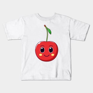 Cute Kawaii Cherry, Cartoon Ripe Fruit Kids T-Shirt